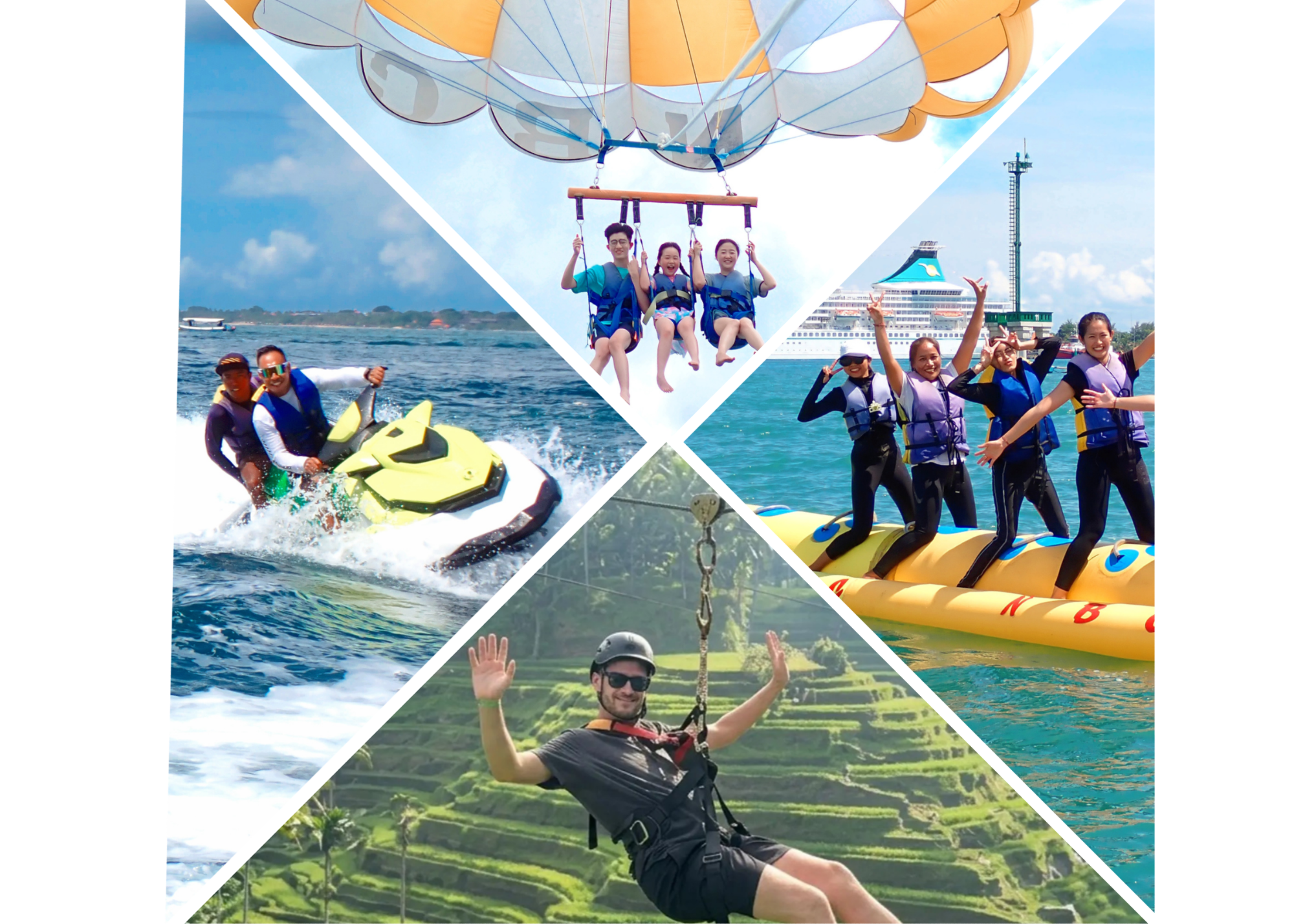 Bali Watersports & Ubud Zipline Adventure