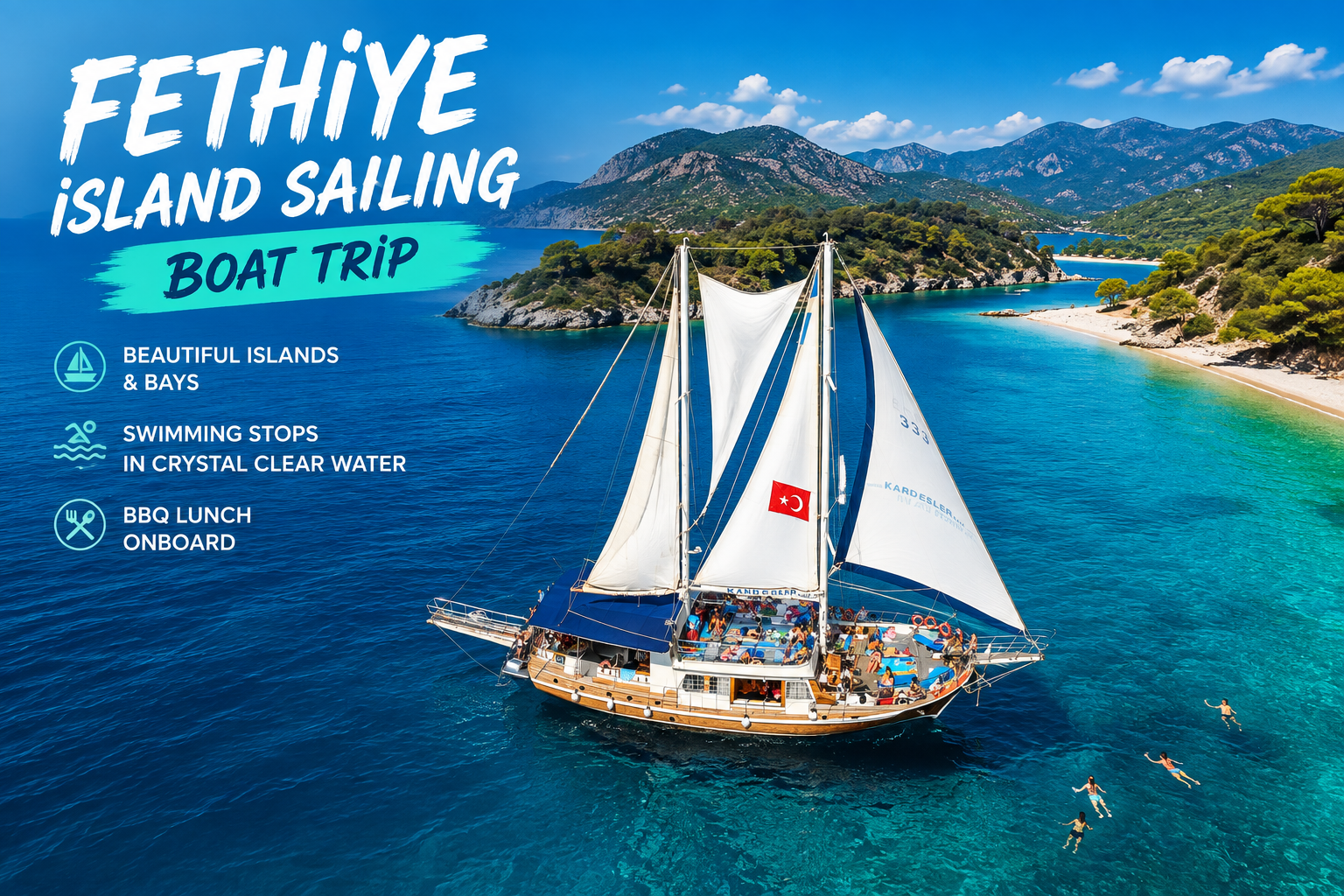 Fethiye Full-Day Sailing Adventure with BBQ & Swimming