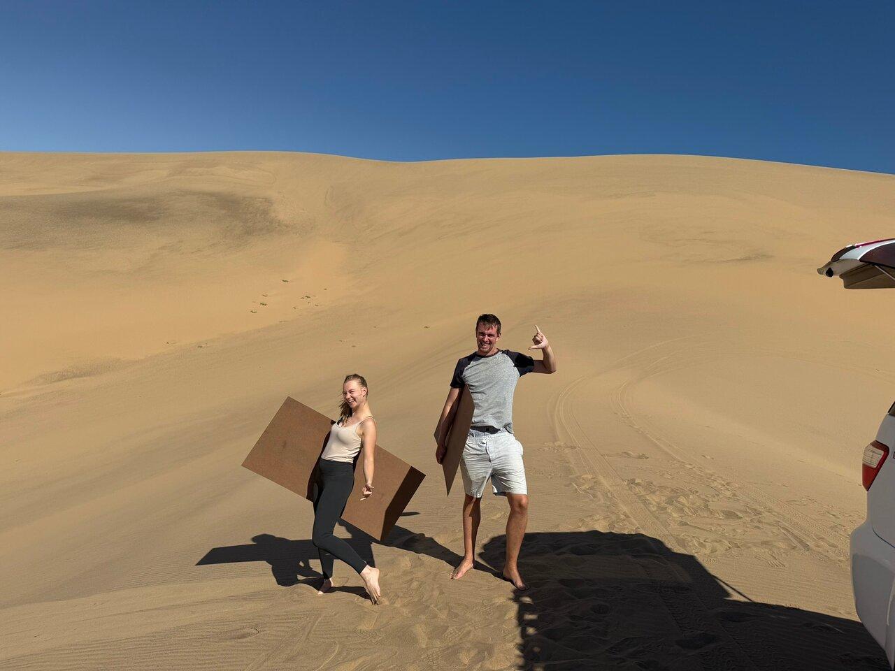 Lie-Down Sandboarding with Shuttle Service