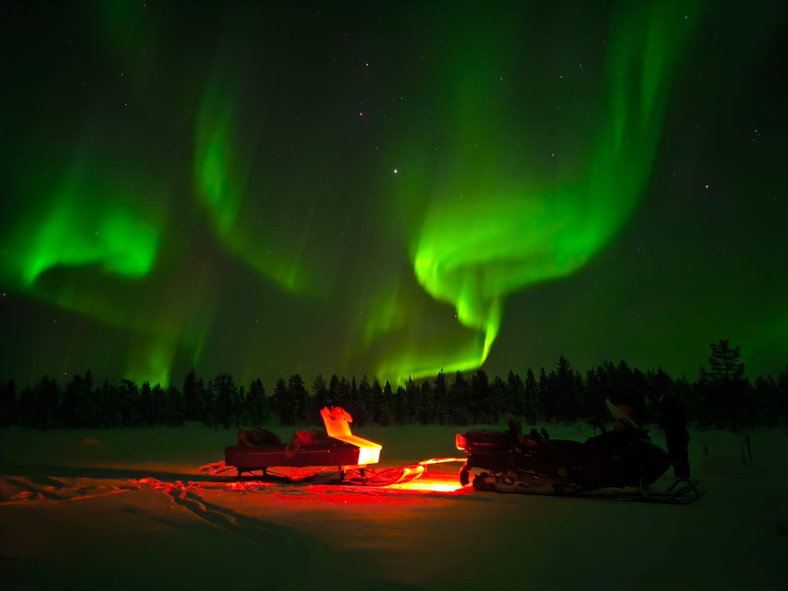 Northern Lights Hunt by Traditional Sledge in Muotkatunturi Park