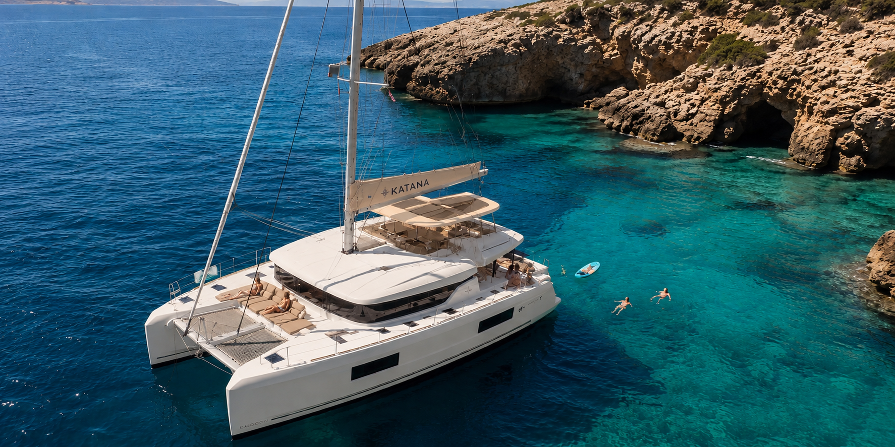 Rhodes Luxury Catamaran Cruise with Lunch & Drinks