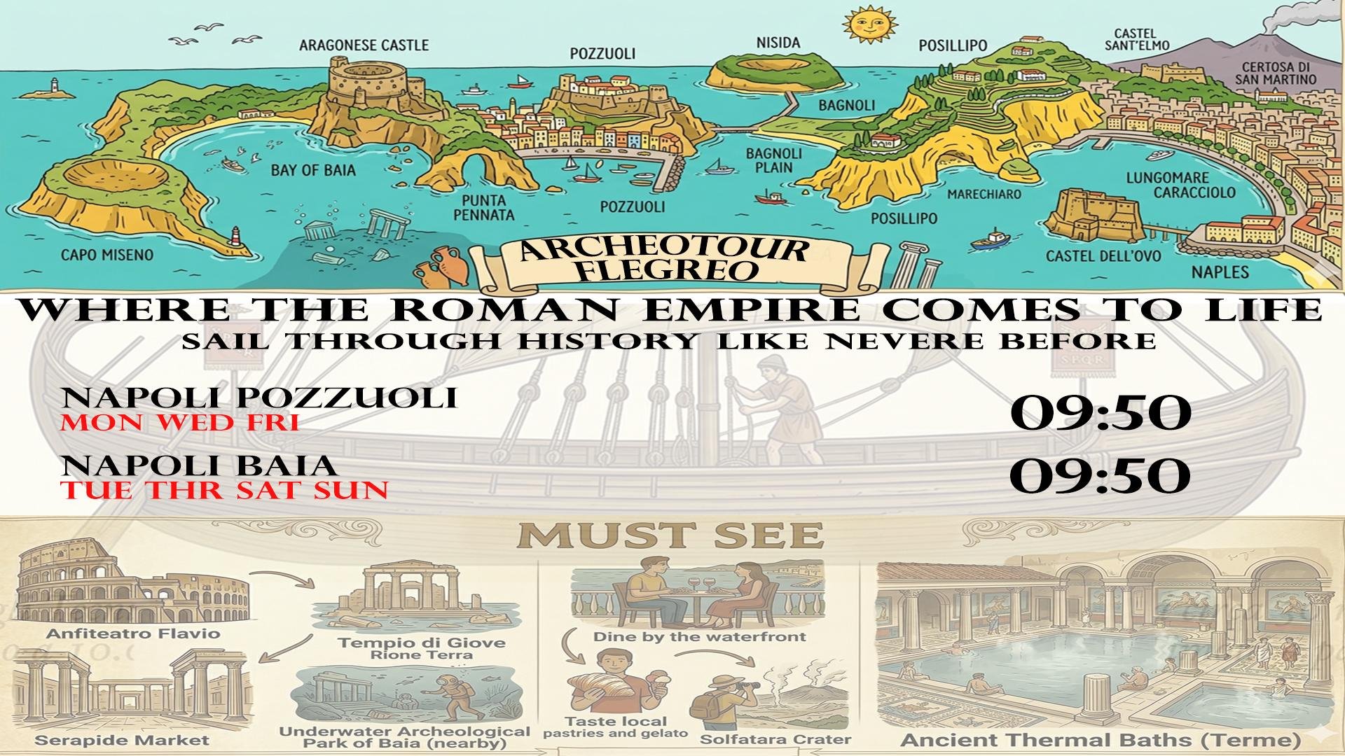 Phlegraean Fields Sea & Archaeology Tour from Naples