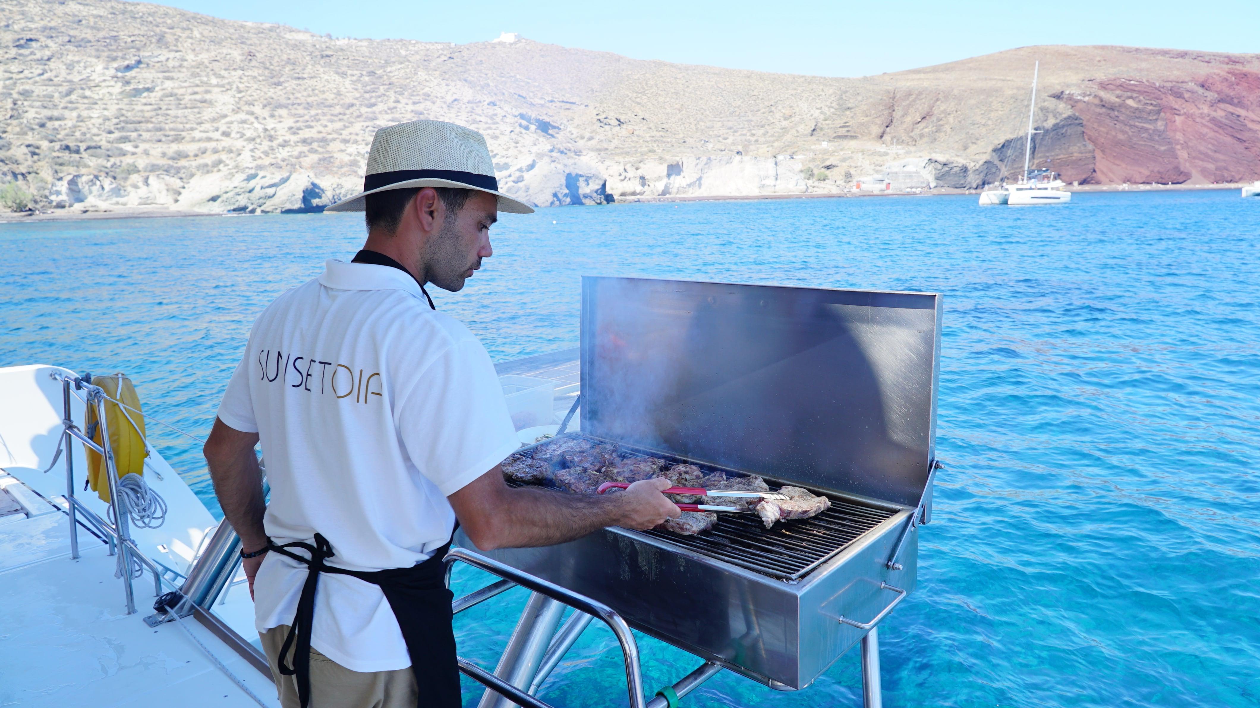 Santorini Catamaran Cruise with BBQ & Unlimited Drinks