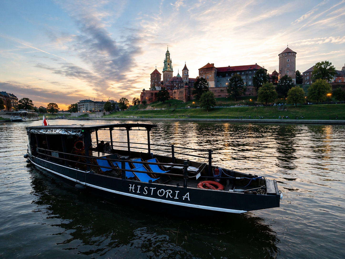 Evening Vistula River Cruise on Traditional Wooden Boat