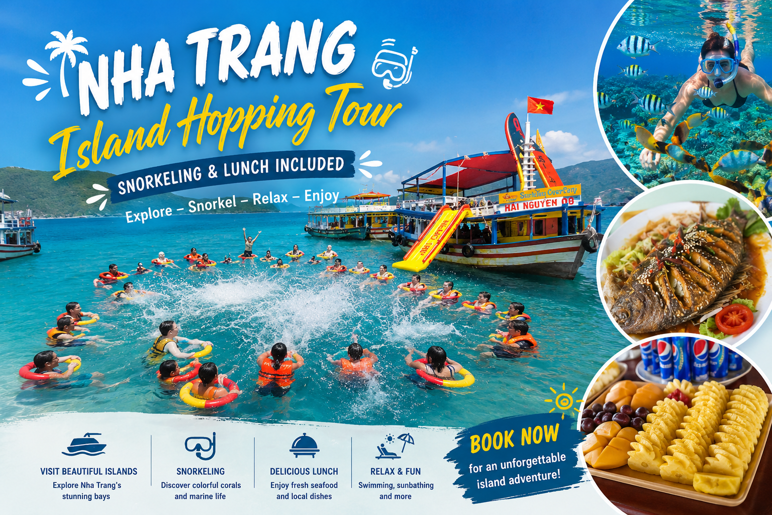 Nha Trang Bay Island Adventure with Snorkeling & Lunch
