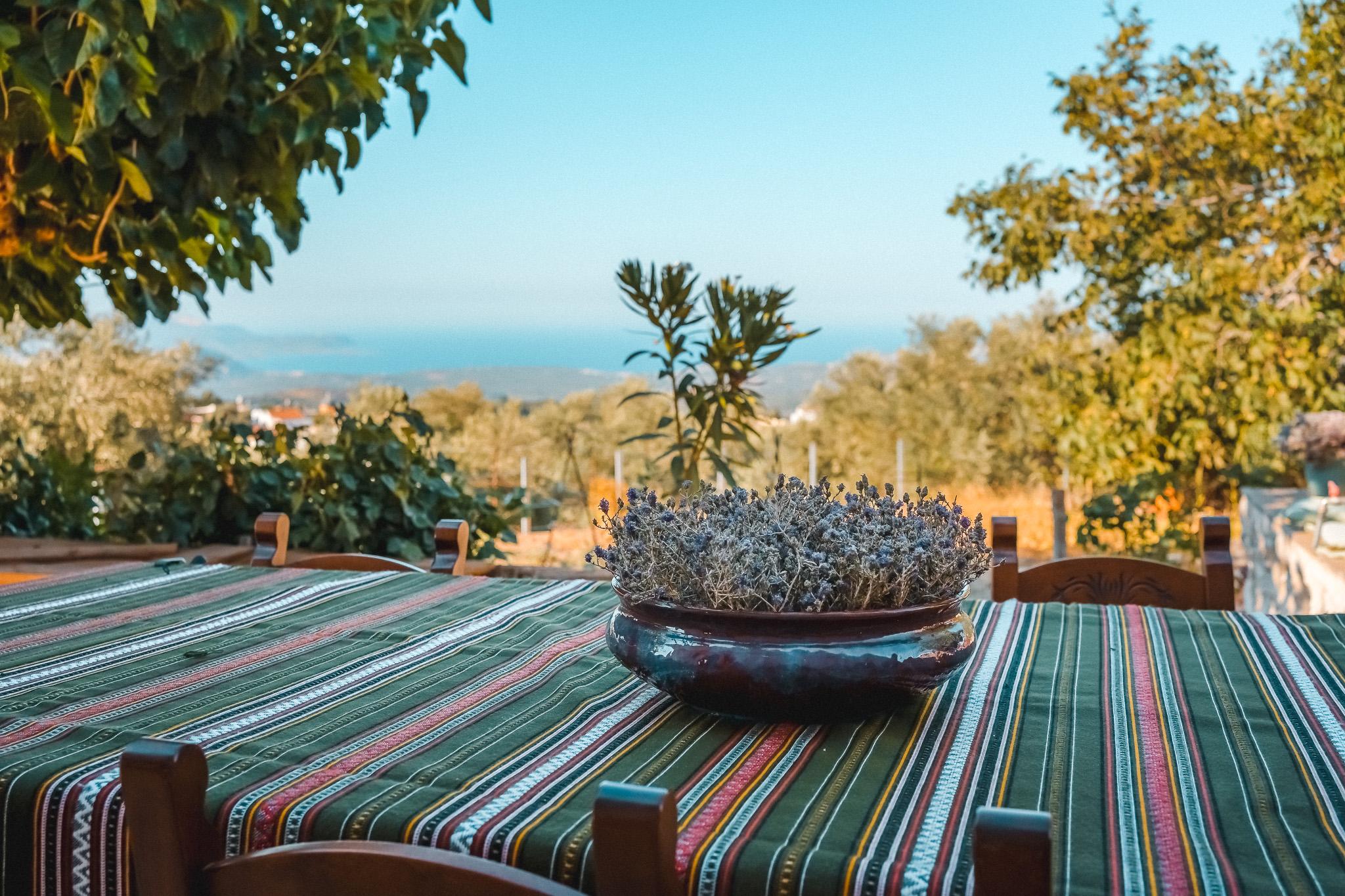 White Mountains farmhouse setting for an authentic Chania cooking class, Crete Greece