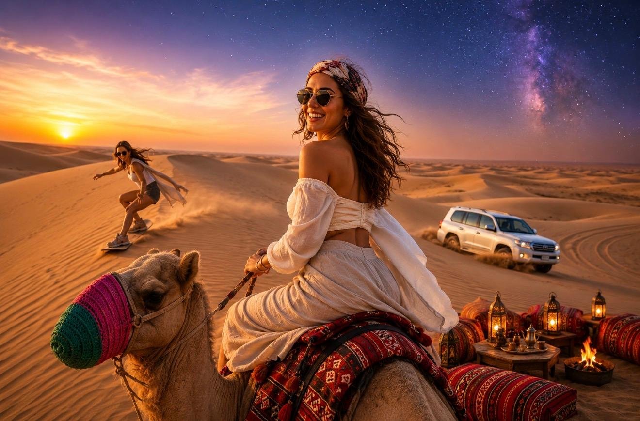 Half-Day Desert Safari with Camel Ride & Sandboarding