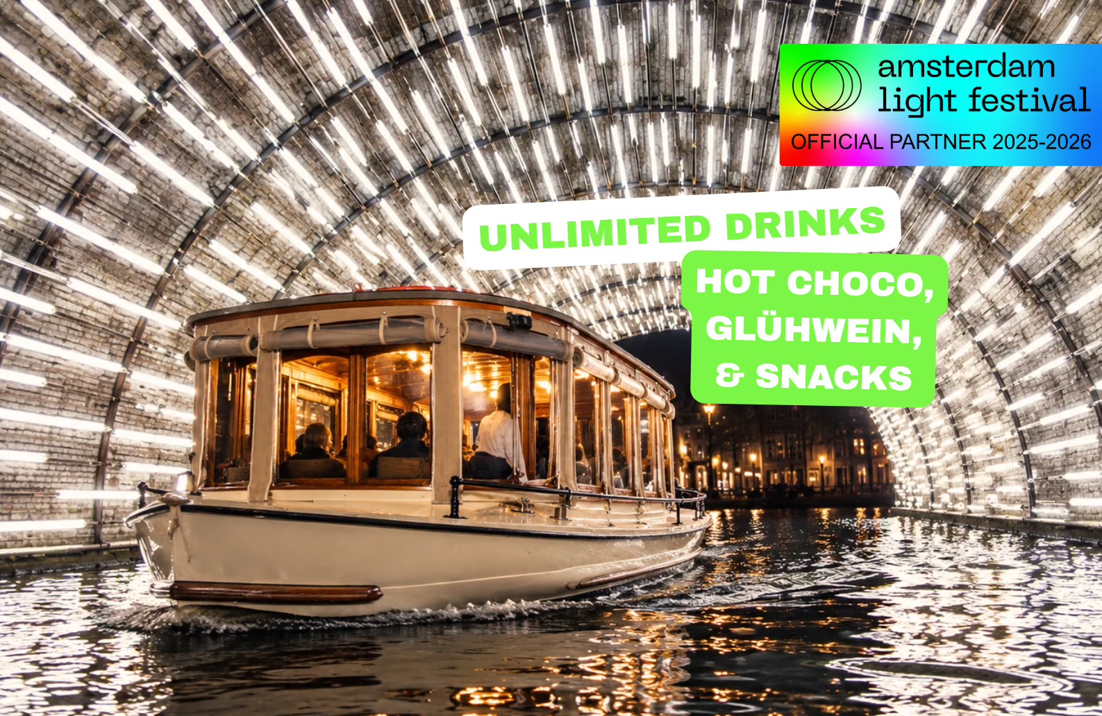 Amsterdam Light Festival Evening Cruise with Drinks & Treats