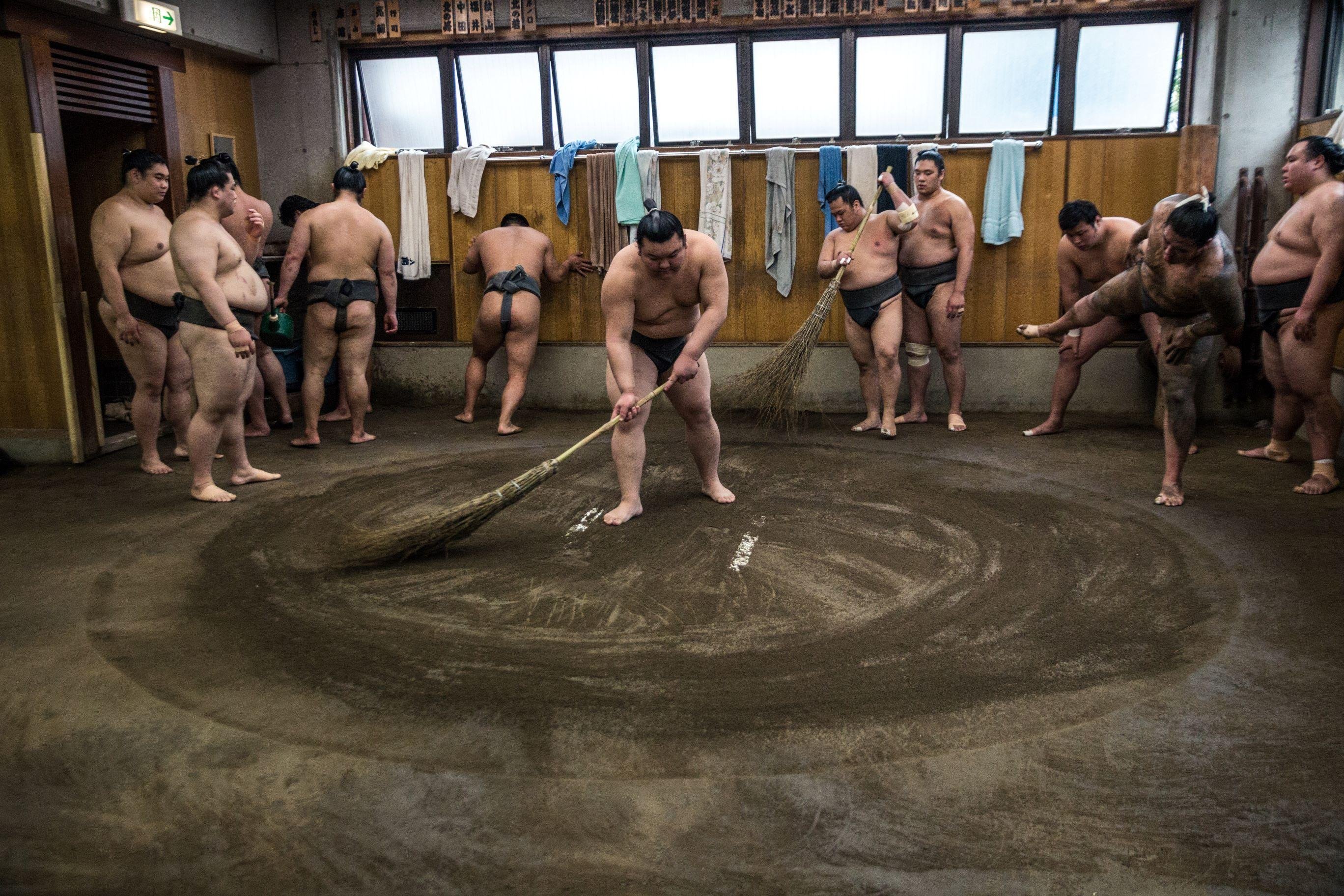 Sumo stable tour — morning practice (asageiko) inside a Tokyo heya — image 16
