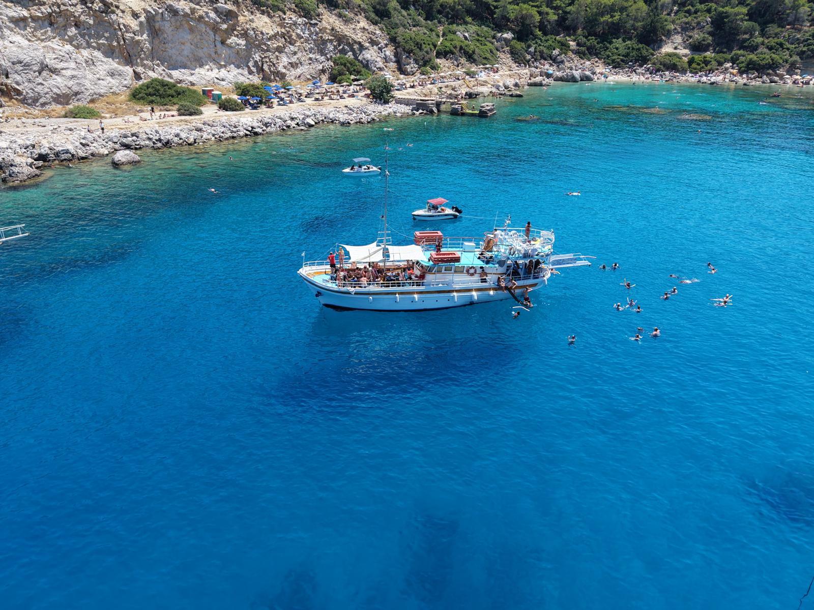 Rhodes Coastal Cruise: Three-Bay Swimming Adventure