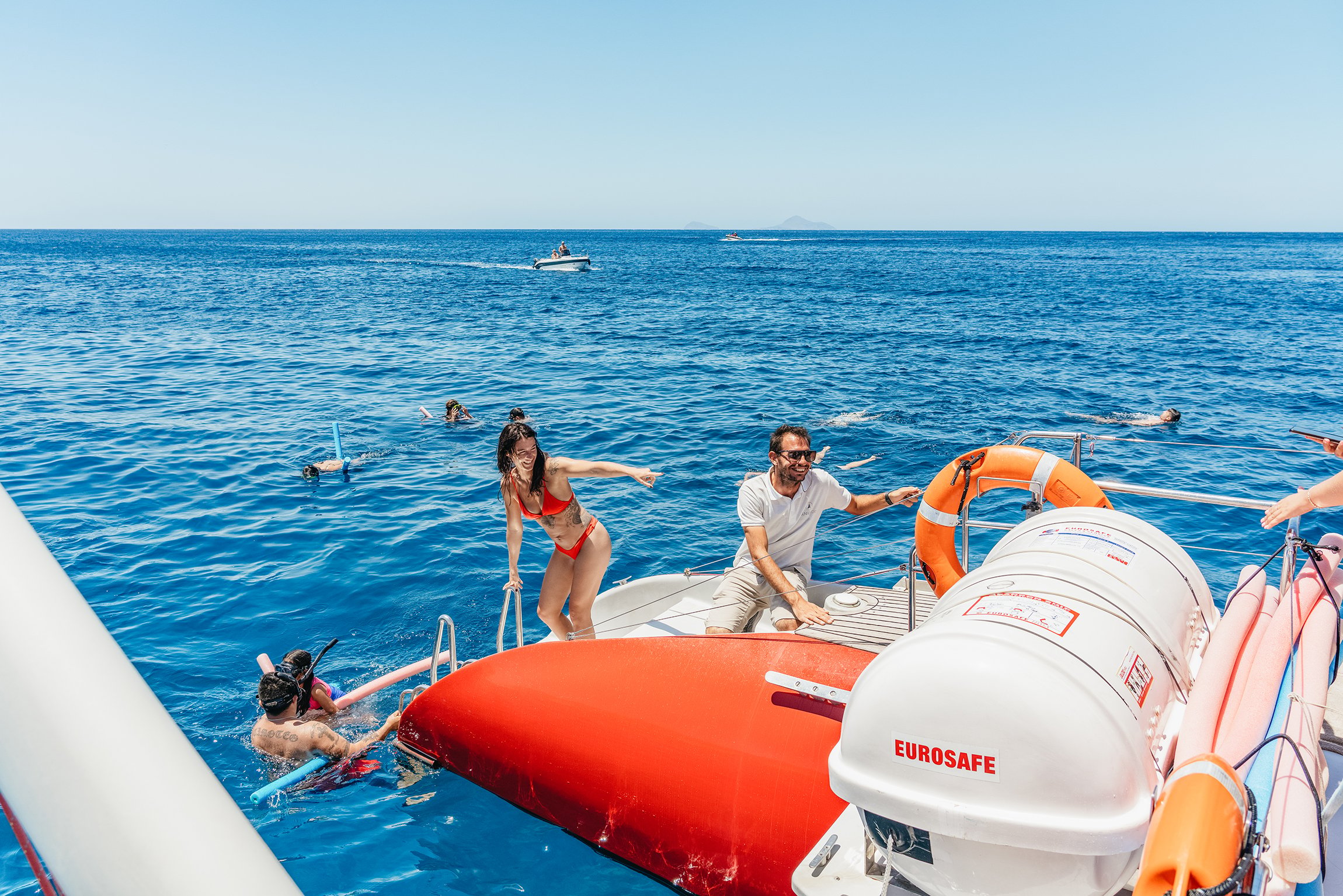 Santorini Catamaran Cruise with BBQ, Drinks & Music