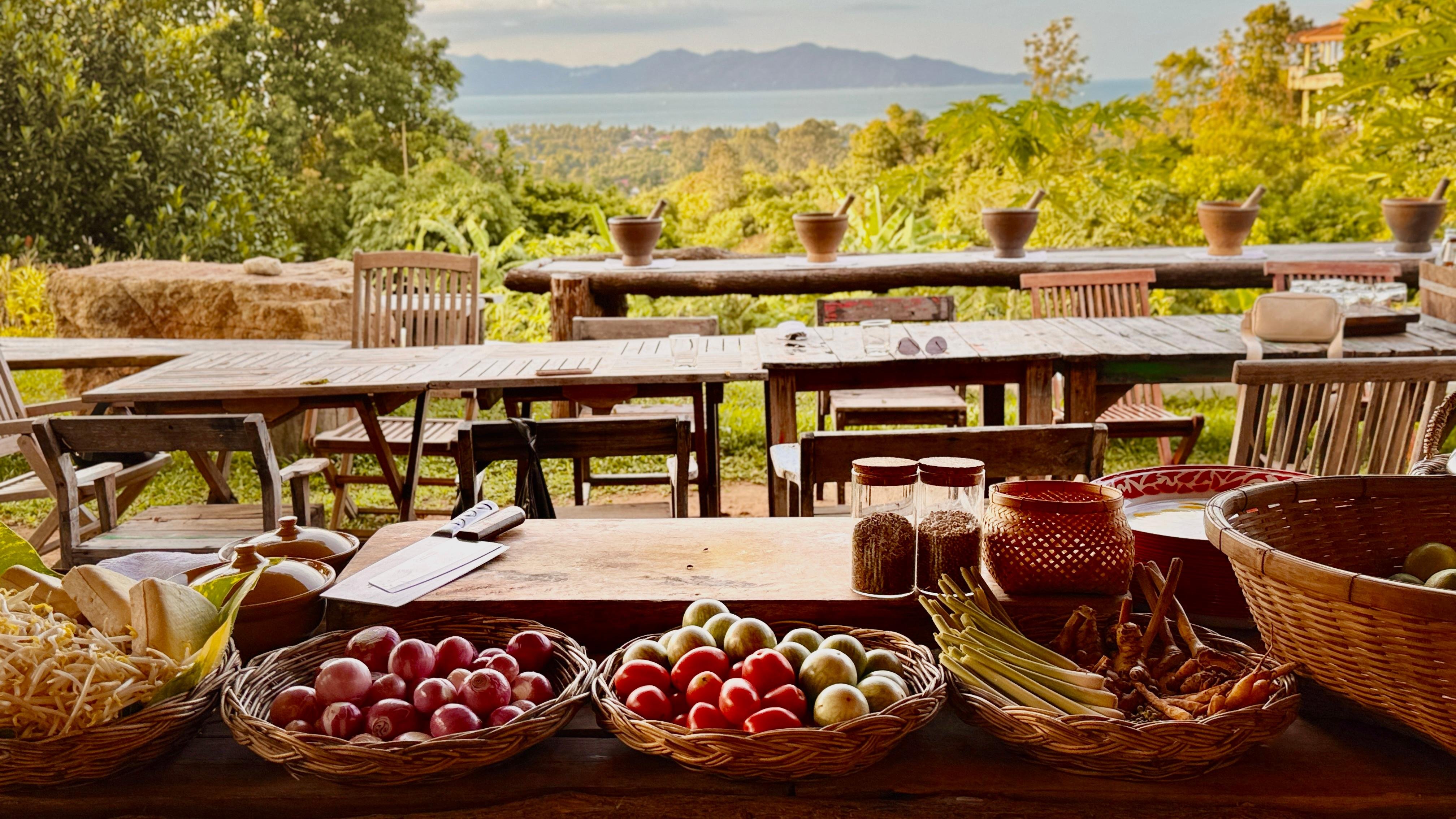 Evening Thai Cooking Class & Organic Garden Experience