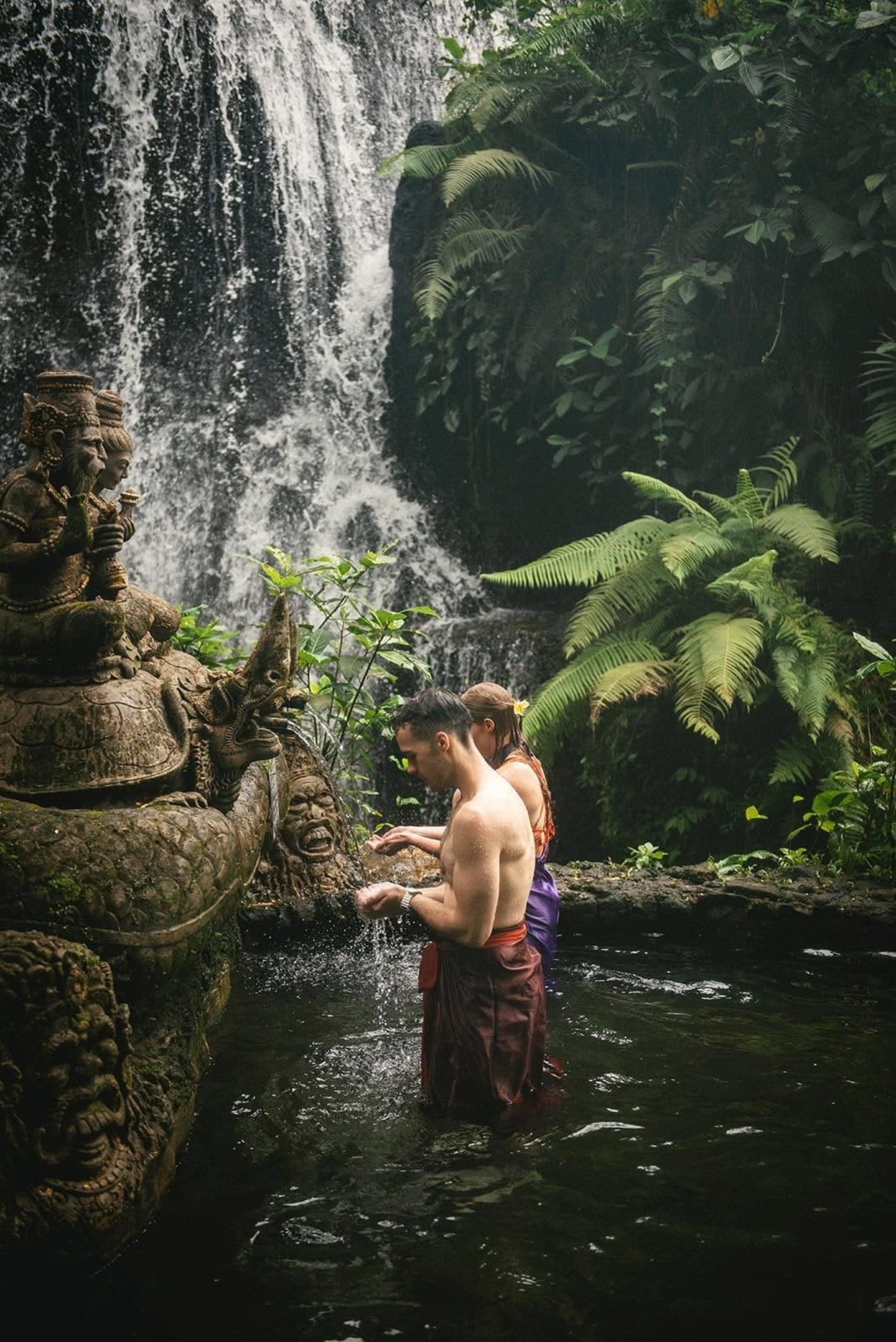 Balinese Water Purification & Waterfall Discovery