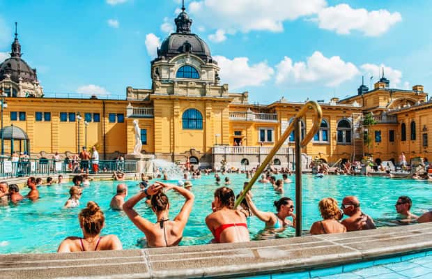 Outdoor pools at Széchenyi Thermal Bath in Budapest