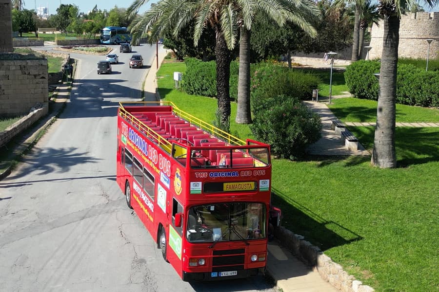 Varosha ghost town by red bus