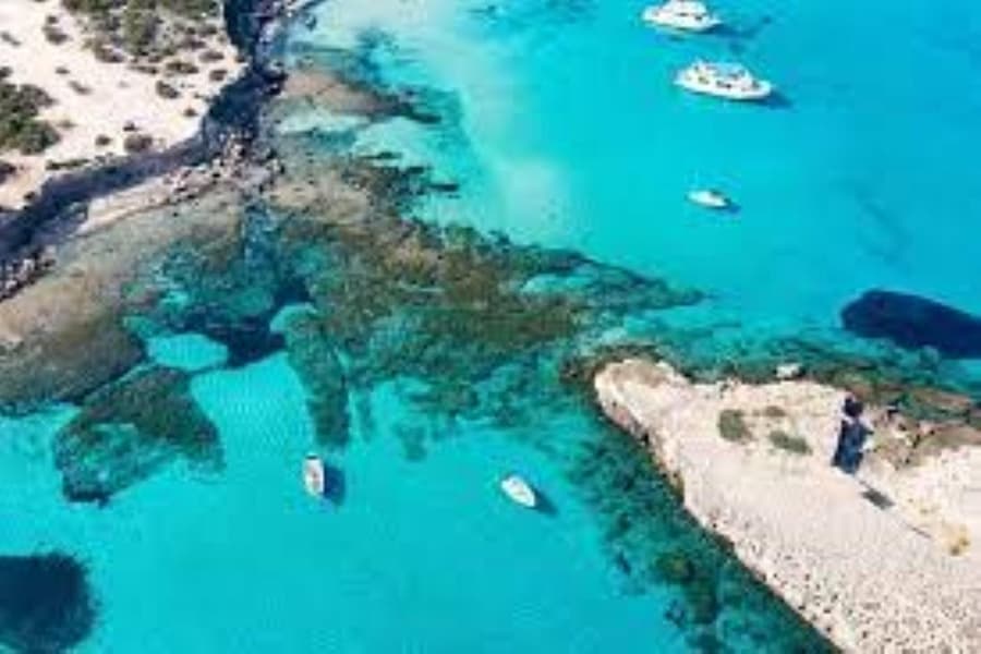 Blue Lagoon from Latchi: coach & boat