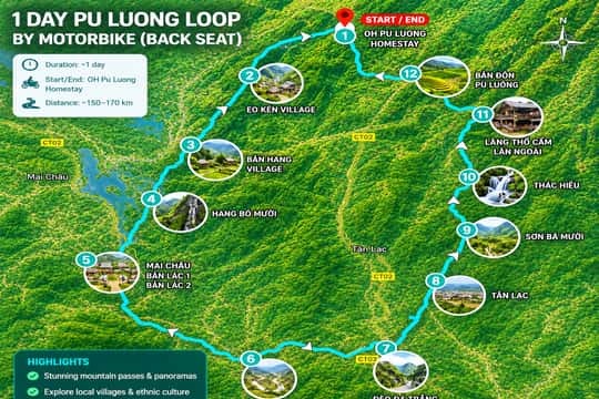Pu Luong: Guided Motorbike Tour with Lunch & Waterfall