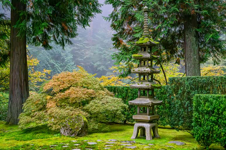 A serene Japanese garden in Portland, Oregon.