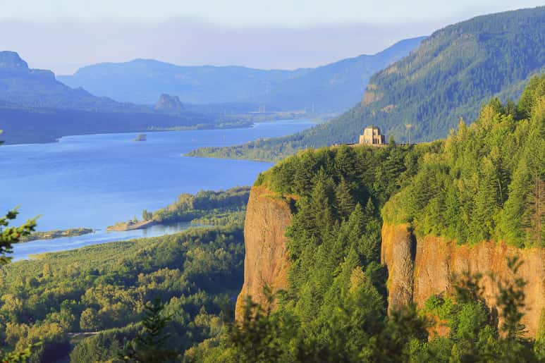 A scenic view of the Columbia River Gorge.