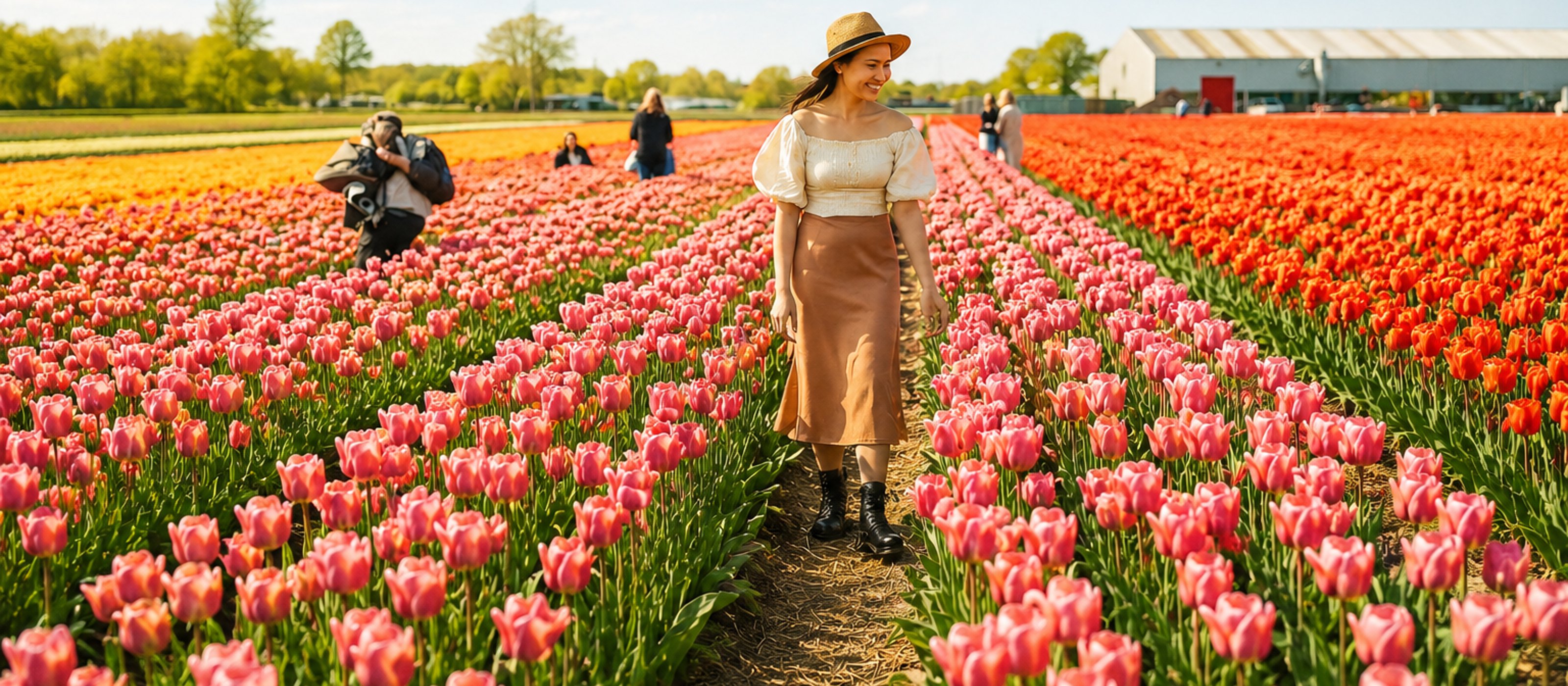 Amsterdam: Tulpenfarm Eintritt + Blumenkorso + Transport