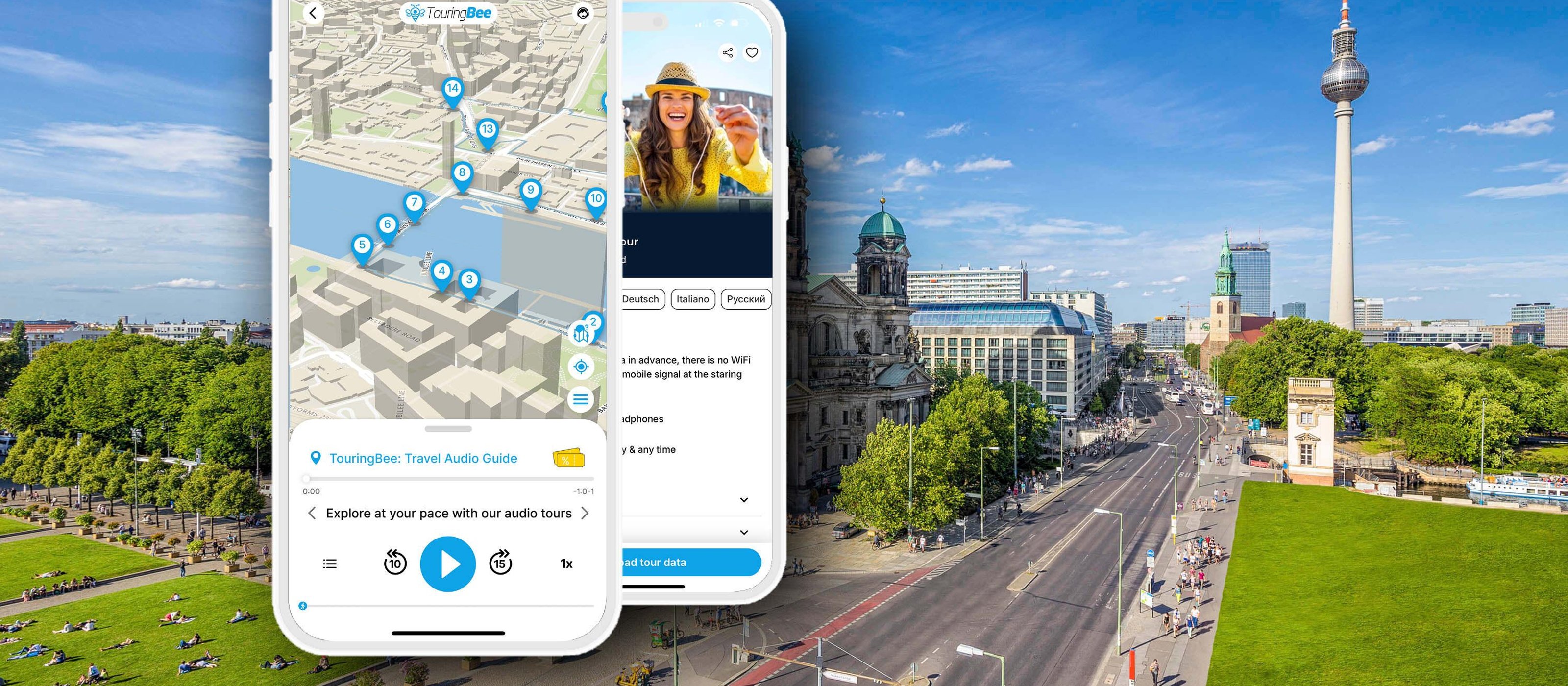 Berliner Stadtrundgang mit Audioguide & Hop-On Hop-Off Bus-Option