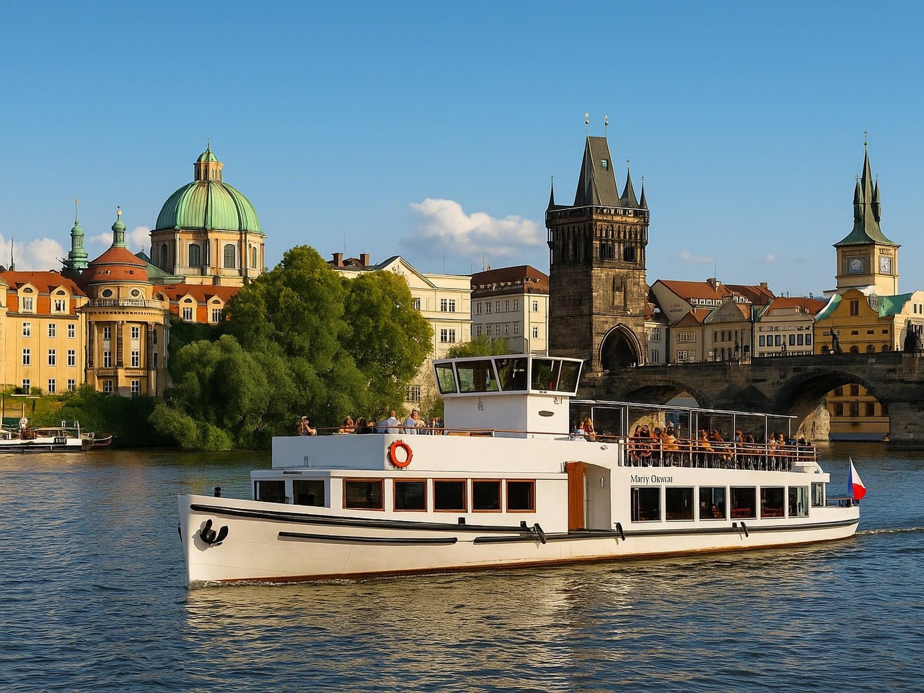 Prag 1 Stunde Bootsfahrt mit duftendem Kaffee und hausgemachtem Strudel