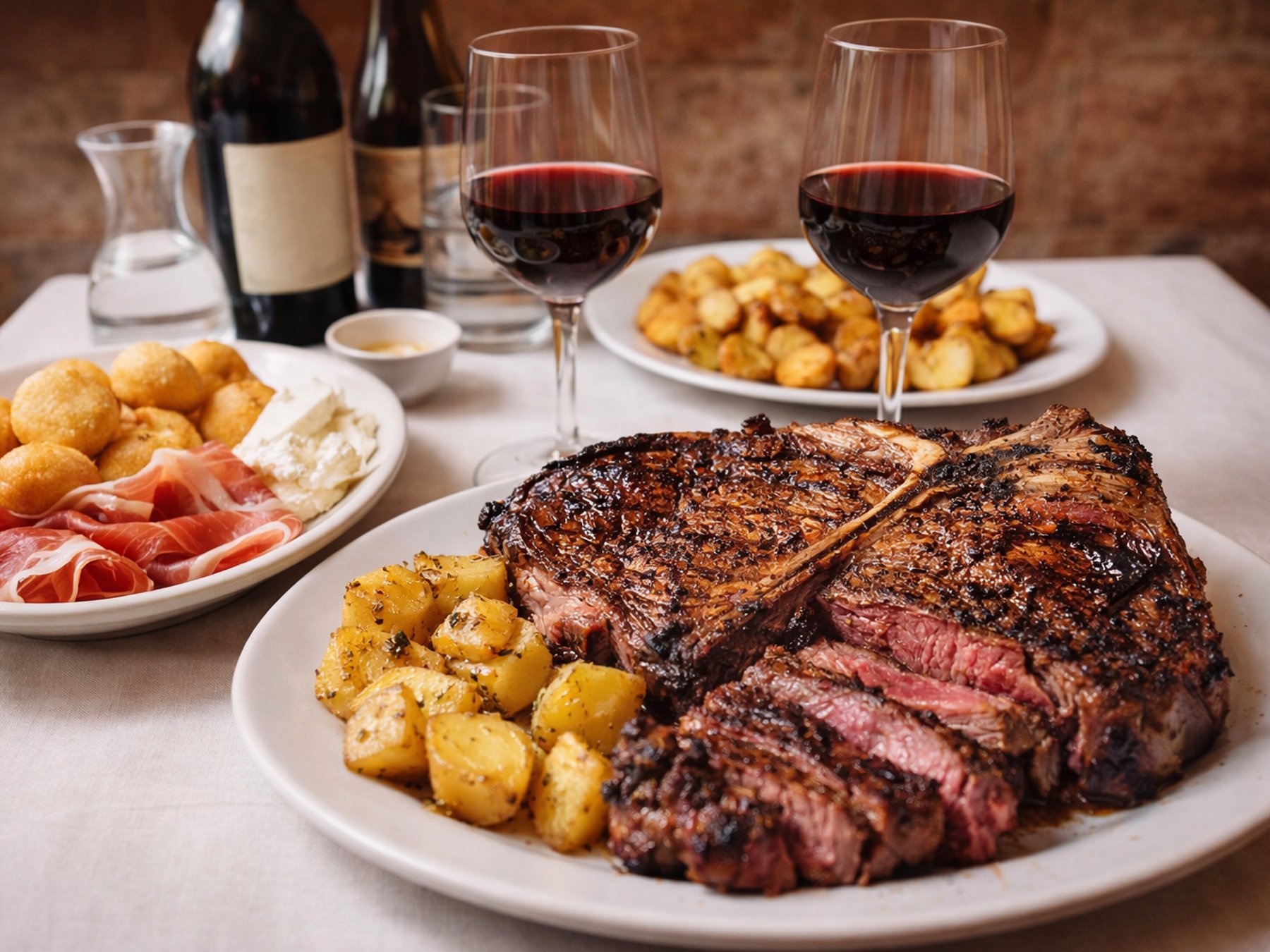 Authentisches Abendessen in Florenz mit Fiorentina T-Bone Steak und Chianti