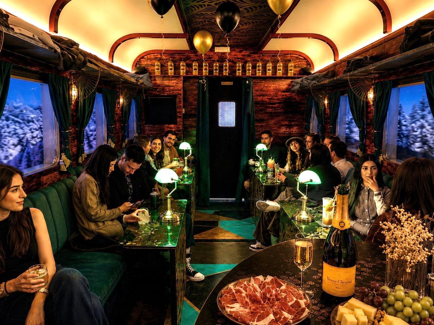 Barcelona: Cocktail-Erlebnis in einem Luxuszug, inspiriert von den 20er-Jahren