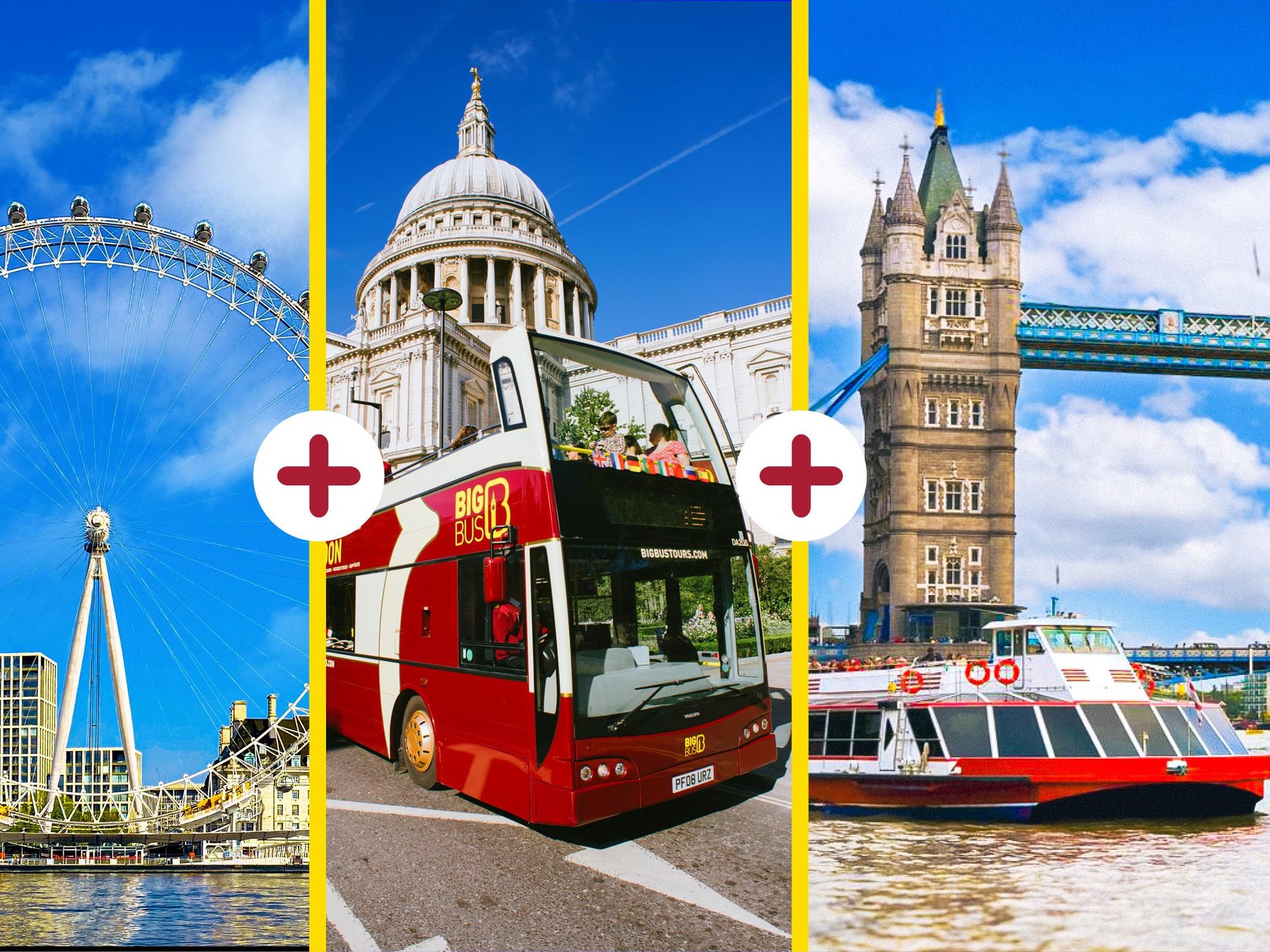 London: London Eye, Flussfahrt & Hop-On/Hop-Off-Bustour