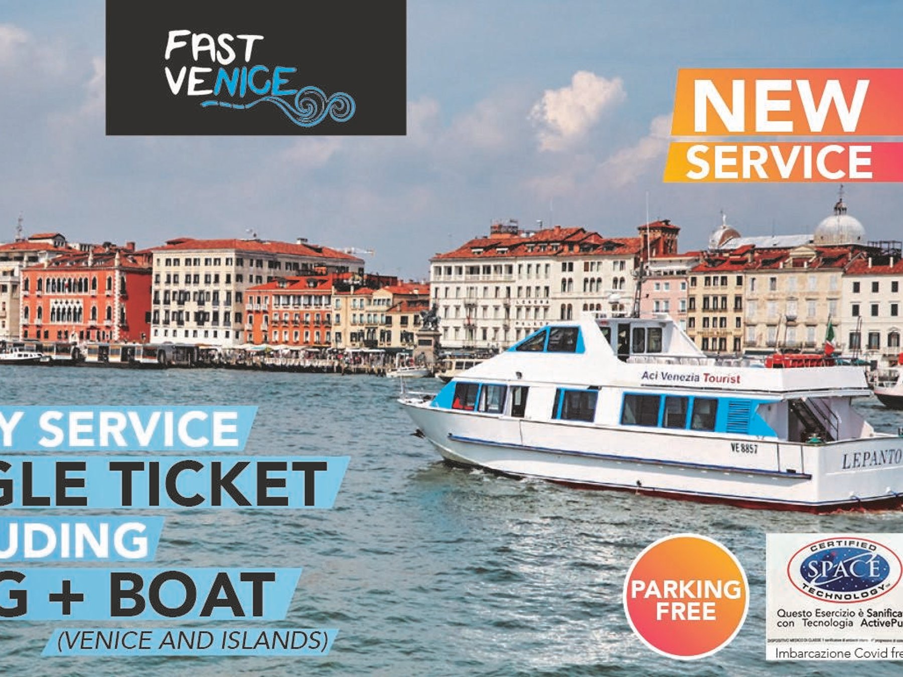 Punta Sabbioni Hin- und Rückfahrt mit dem Boot nach Venedig mit kostenlosem Parkplatz