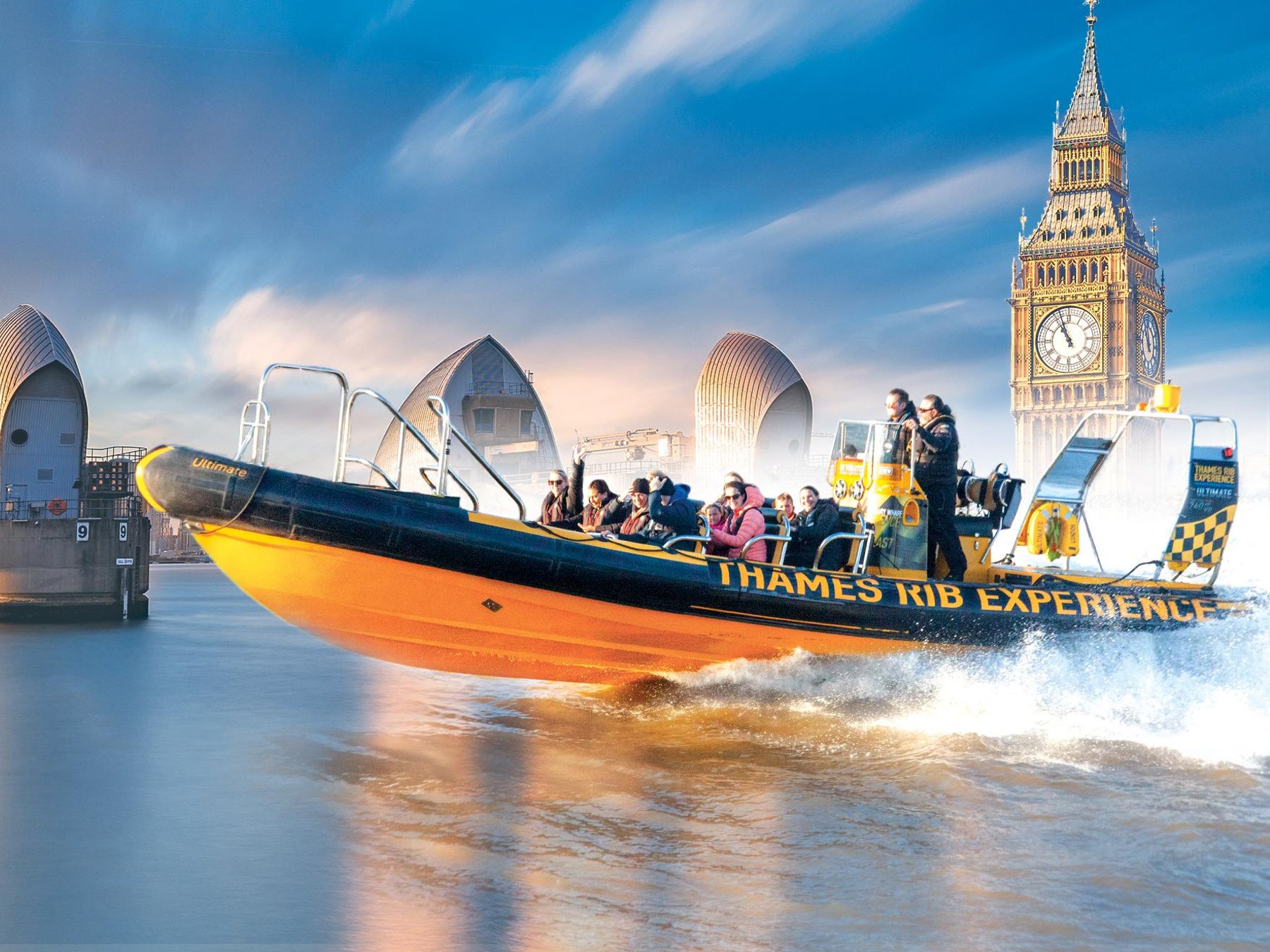 London 70-minütige Themse-Sperrwerk-Speedboot-Tour