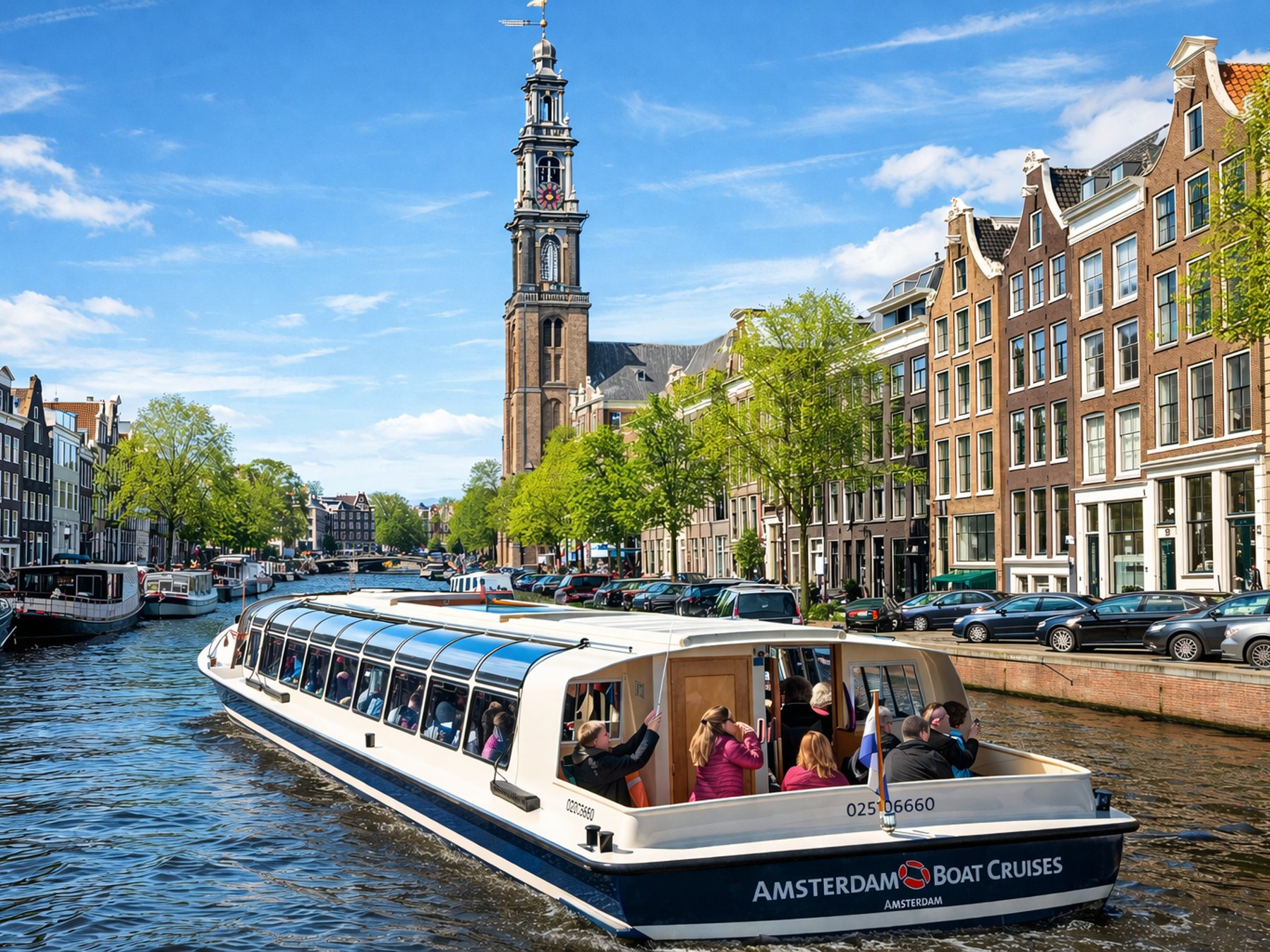 Amsterdam: Luxuriöse Grachtenfahrt & lokale Geschichten live – 75 MinutenDeutsch