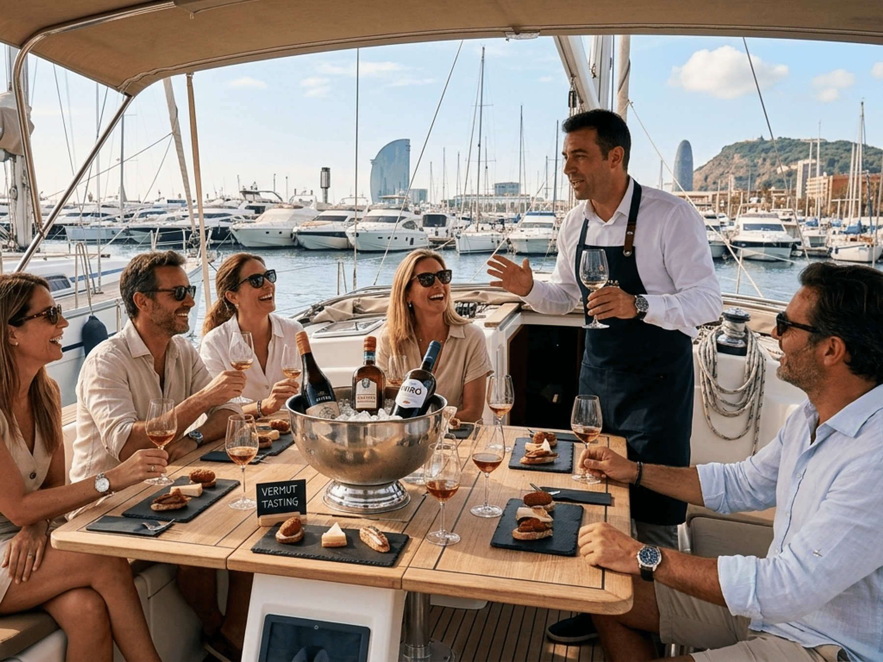 Barcelona: Taller de vermut, 3 degustaciones con tapas y navegación
