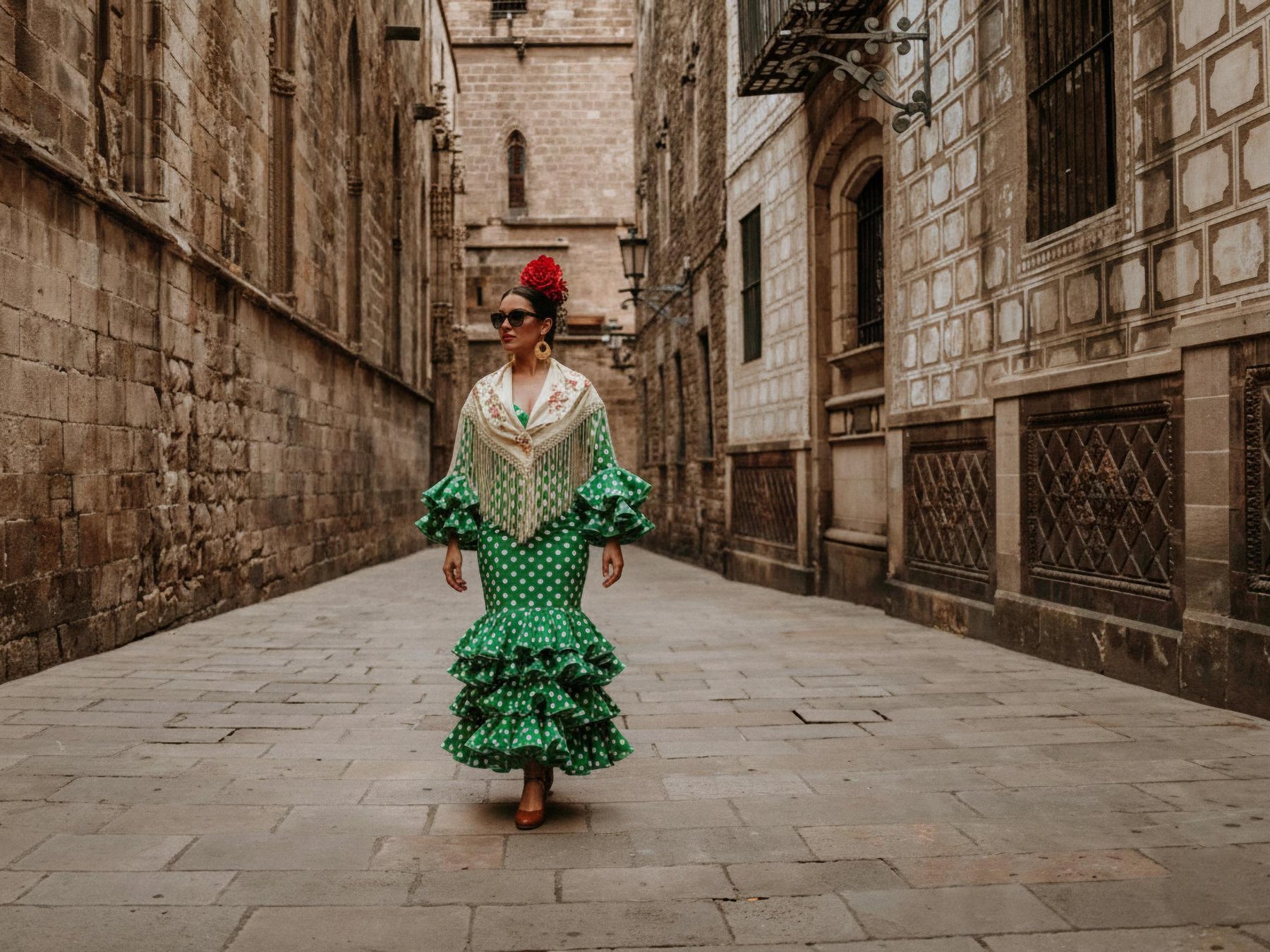 Flamenco-Kleid Fotoshooting im Gotischen Viertel