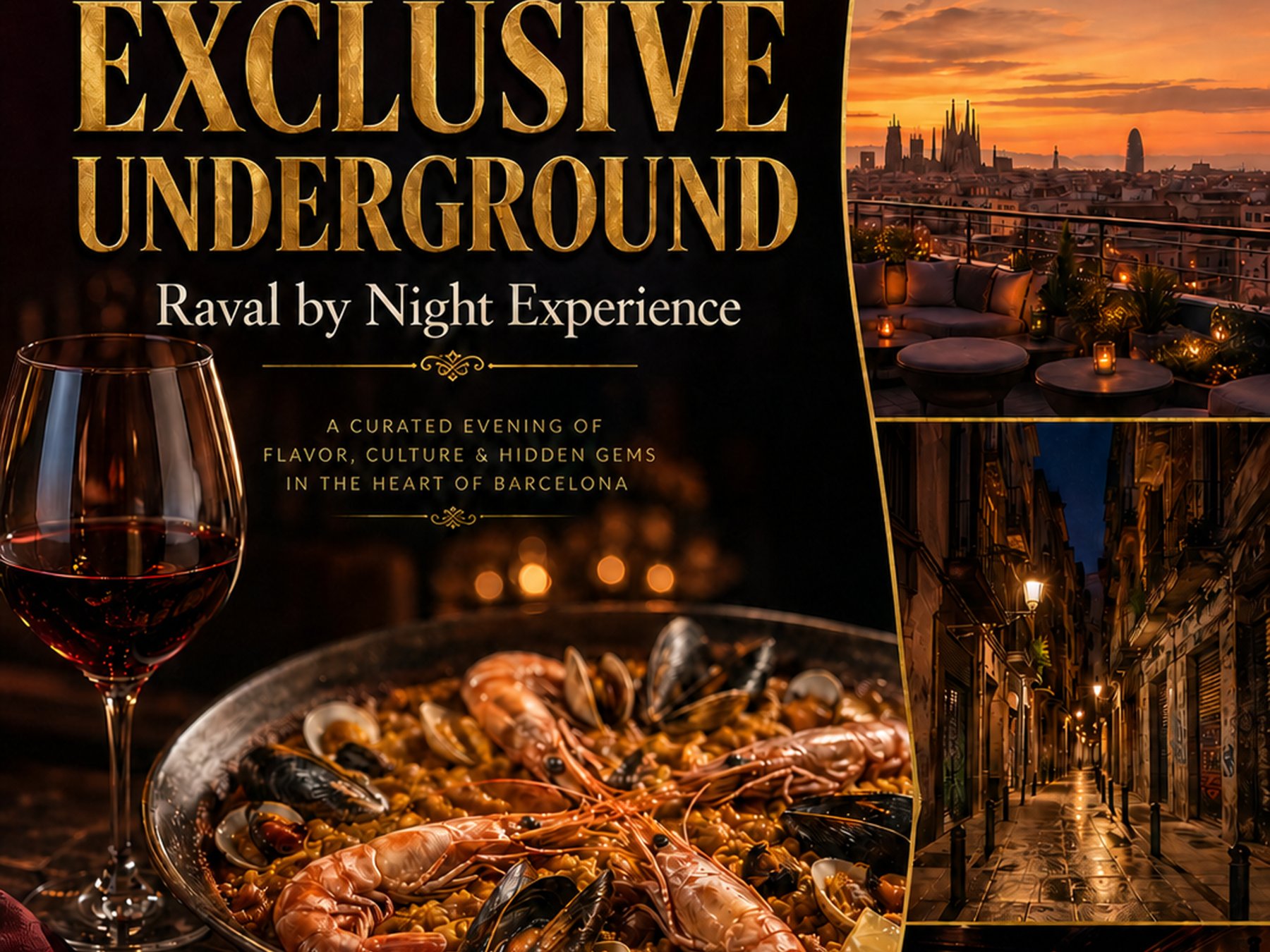 Exklusiver Untergrund: Raval bei Nacht mit Abendessen und Getränken
