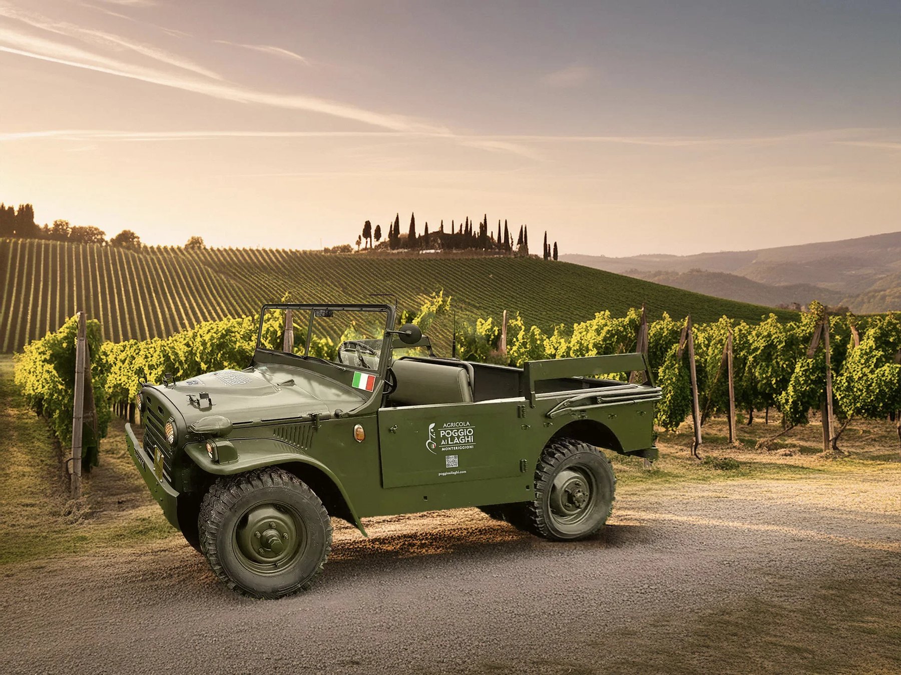 Mittelitalien Toskanische Weinberg-Oldtimer-Jeep-Tour, Weinprobe & Mittagessen