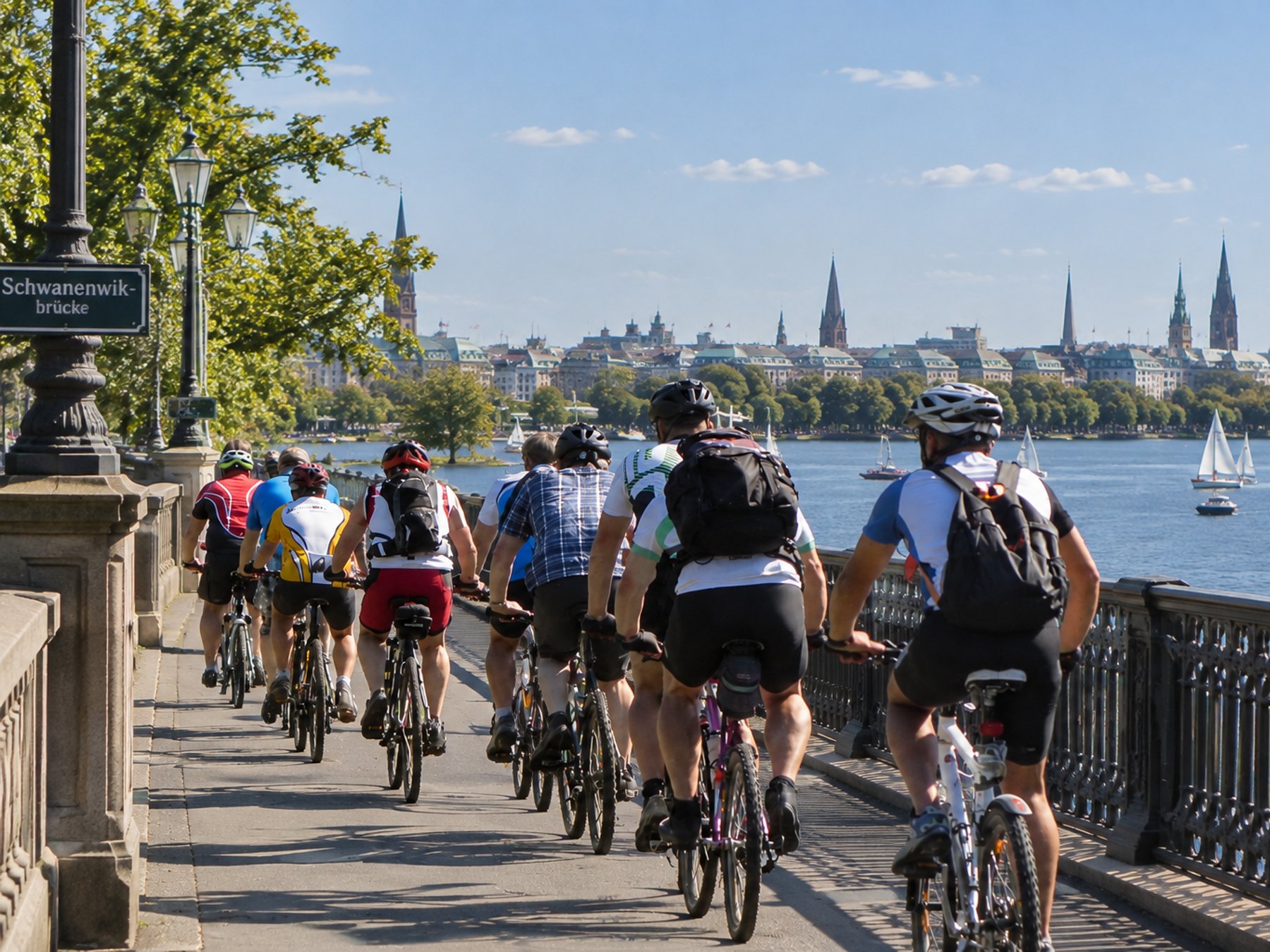In Hamburg Englische Fahrradtour – Um die Außenalster