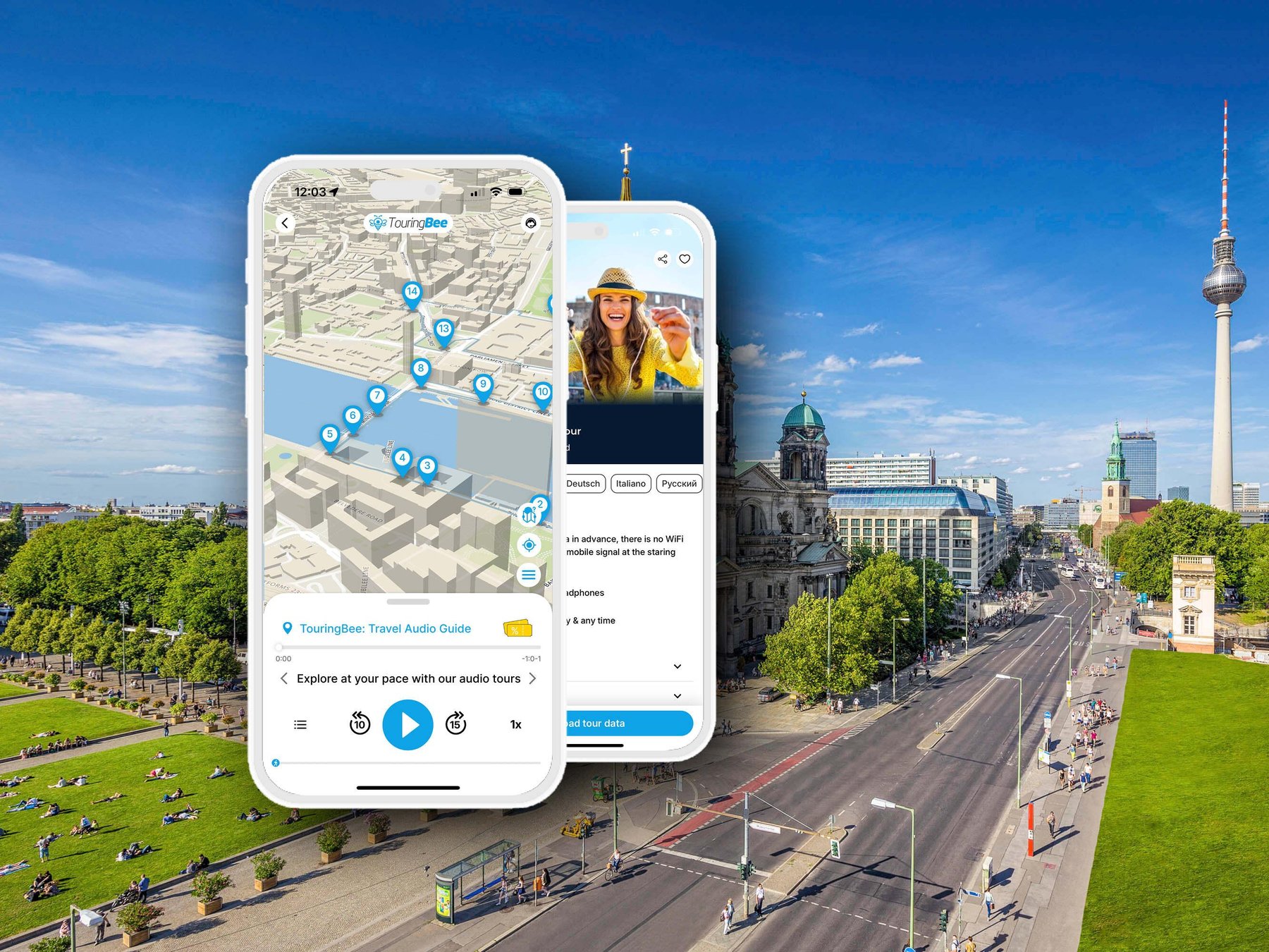 Berliner Stadtrundgang mit Audioguide & Hop-On Hop-Off Bus-Option