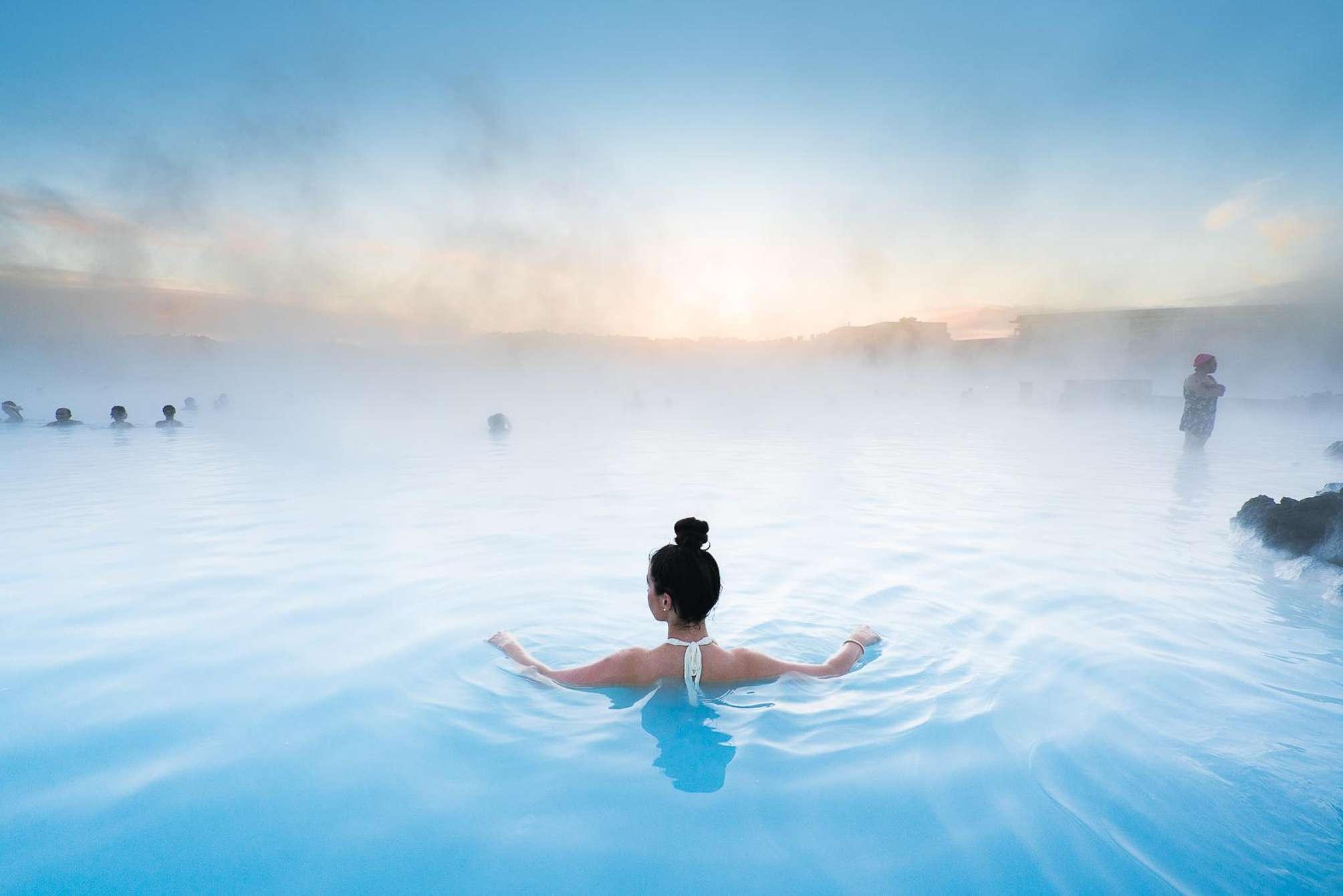 Blue Lagoon in Island, Thermalbad mitten in einem Lavafeld