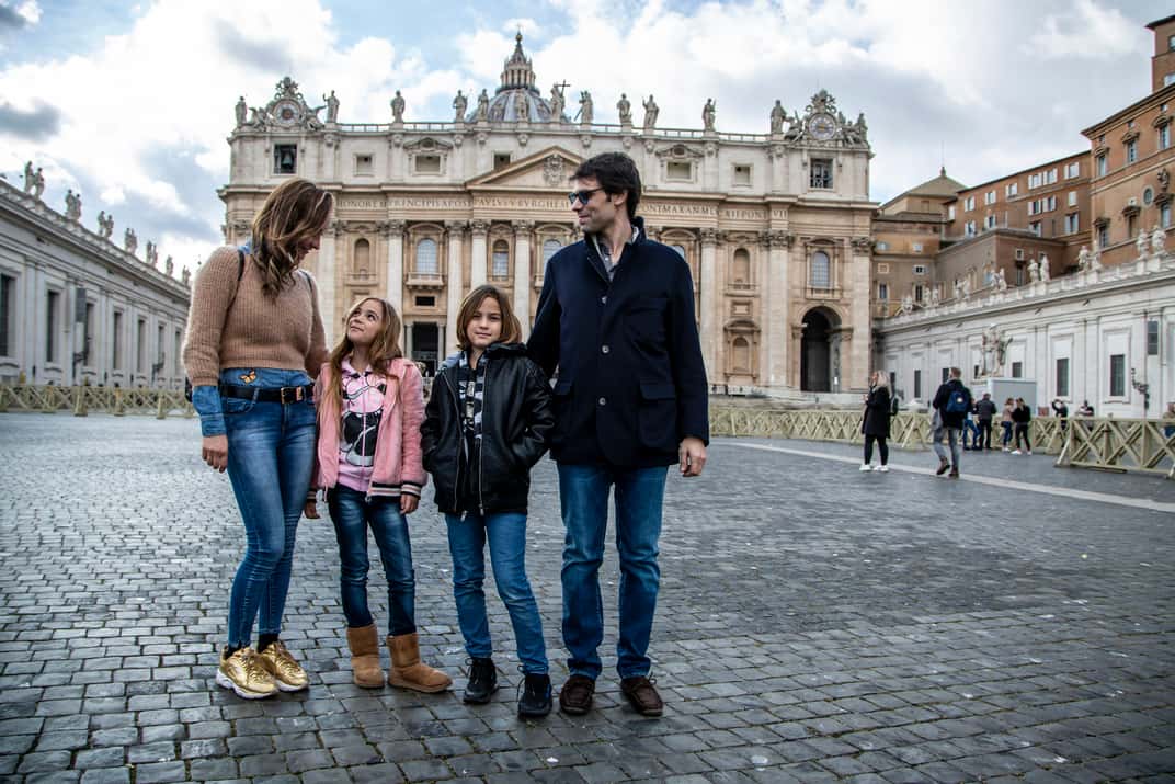 A family in Saint Peter’s Square, from the private Vatican family tour gallery