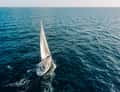 Single sailboat from above