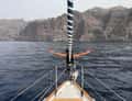 Man on bowsprit at Gigantes cliffs