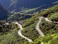 Winding Masca road in green valley