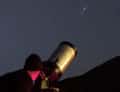 Telescope at night, silhouette