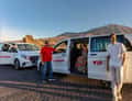White minibus VIP with guide