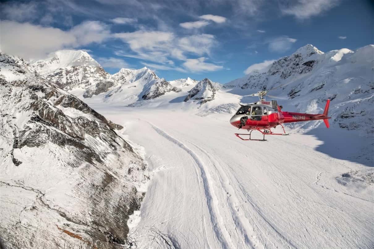 TEMSCO helicopter landed on a glacier near Denali