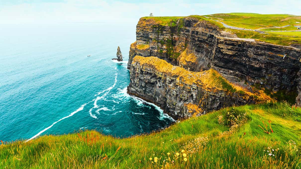 Cliffs of Moher headland above the Atlantic on a day tour from Dublin