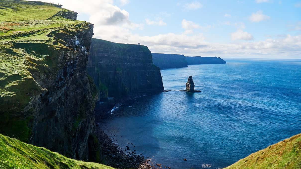 Cliffs of Moher and the Atlantic coast reached by rail tour from Dublin