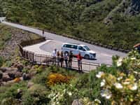 Minibus on mountain road