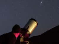 Telescope at night, silhouette
